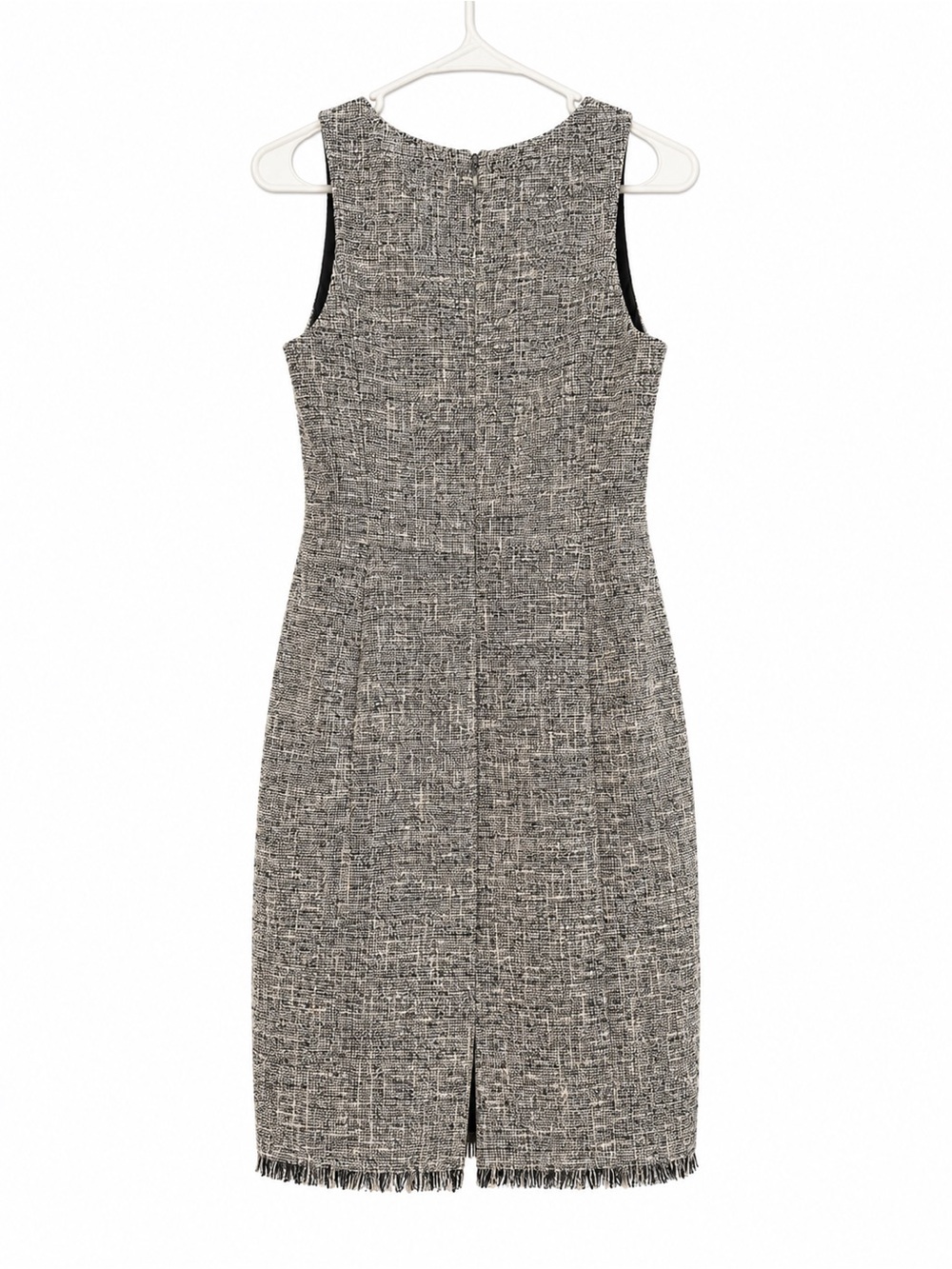 Banana Republic Factory Petite 6P Tweed Fringe Hem Sleeveless Shift Dress - Picture 5 of 7